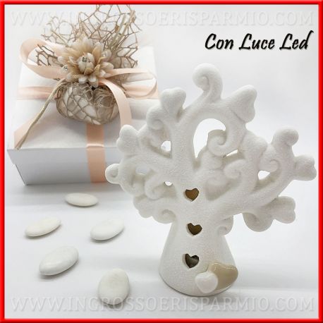 Albero Della Vita Con Lucetta Led In Ceramica Con Cuori Doni Bomboniere Srl