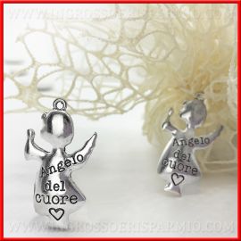 CIONDOLO ANGELO DEL CUORE ACCESSORI BATTESIMO E COMUNIONE DECORAZIONI BOMBONIERE