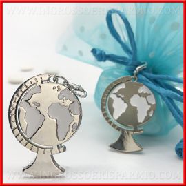 CIONDOLI MAPPAMONDO BIANCO E ARGENTO ACCESSORI TEMA VIAGGIO BOMBONIERE FAI DA TE