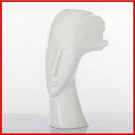 VASO D'ARREDO CON TESTA / VISO DONNA CERAMICA VENDITA ONLINE BOMBONIERE PER TESTIMONI