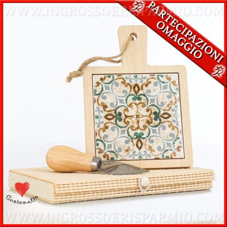 TAGLIERI LEGNO E CERAMICA MAIOLICA SICILIANA NOVITA' CUOREMATTO BOMBONIERE 2020