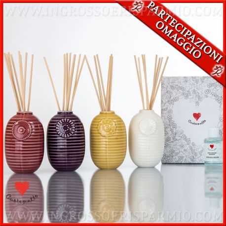 PROFUMA AMBIENTE BOMBONIERA SOLIDALE CUOREMATTO CERAMICA COLORATA IDEE MATRIMONIO COMUNIONE