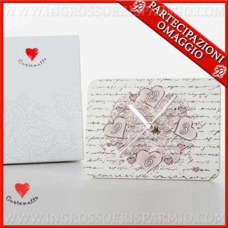 OROLOGI DA TAVOLO MODERNI IN ECOPELLE CUOREMATTO PREZZI ONLINE BOMBONIERE NOZZE 2020