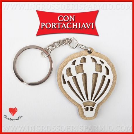 PORTACHIAVI CUOREMATTO MONGOLFIERE GADGET TEMA VIAGGIO ONLINE MATRIMONIO BATTESIMO