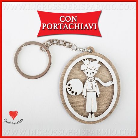 PORTACHIAVI PICCOLO PRINCIPE IN LEGNO CUOREMATTO SOLIDALI PENSIERINI COMPLEANNO BAMBINO