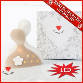 STATUINE COPPIA LUI LEI MODERNE CON LED CUOREMATTO NOVITA' BOMBONIERE ORIGINALI
