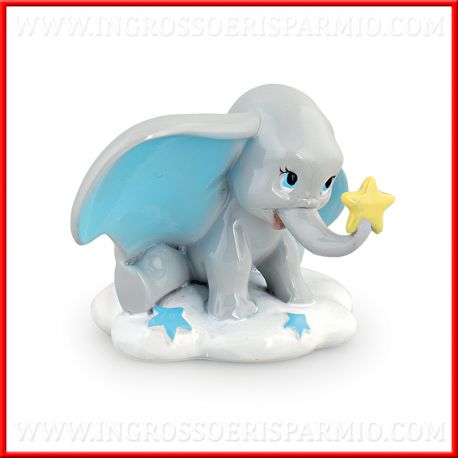 MINI STATUETTE DUMBO PENSIERINI NASCITA E COMPLEANNO BIMBO BOMBONIERE DISNEY
