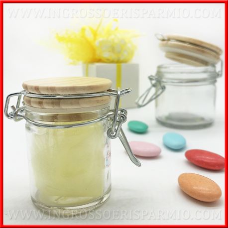 BARATTOLI ERMETICI CON TAPPO IN LEGNO IDEE UTILI ECONOMICHE PORTACONFETTI PER CONFETTURE