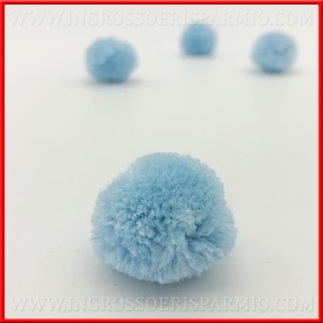 MINI POM PON CELESTI ACCESSORI E DECORAZIONI PER FAI DA TE BOMBONIERE NASCITA MASCHIO