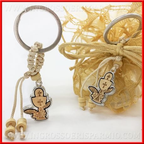 PORTACHIAVI COMUNIONE CIONDOLI CALICE RICORDINI ECONOMICI LEGNO E METALLO