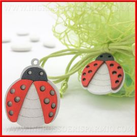 CIONDOLI COCCINELLA IN LEGNO DECORAZIONI PORTAFORTUNA APPLICAZIONI FAI DA TE BOMBONIERE