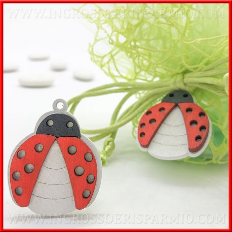 CIONDOLI COCCINELLA IN LEGNO DECORAZIONI PORTAFORTUNA APPLICAZIONI FAI DA TE BOMBONIERE