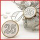 DECORAZIONI NUMERO 25 IN LEGNO ACCESSORI CONFEZIONI STOCK BOMBONIERE ANNIVERSARIO FAI DA TE
