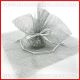 SACCHETTO PORTACONFETTI ARGENTO GLITTER A RETE IDEE 25 ANNIVERSARIO MATRIMONIO CONFETTATA NOZZE D'ARGENTO TIRANTI TULLE SILVER