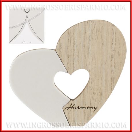 Anniversario Di Matrimonio Legno.Cuore In Legno E Ceramica Bianca Design Collezione Harmony