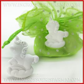 APPLICAZIONI UNICORNO IN GESSO BIANCO ECONOMICHE ORIGINALI BOMBONIERE NASCITA BATTESIMO PRIMO COMPLEANNO