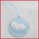GESSI NASCITA BAMBINO CON MEDAGLIONE IN LEGNO CELESTE IDEE BEBE' OGGETTINI BOMBONIERE INGROSSO
