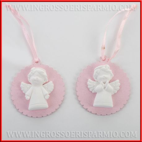 GESSETTI ANGELI BATTESIMO BAMBINA PER DECORARE CONFETTATE ROSA PENSIERINI SEGNAPOSTO COMUNIONE
