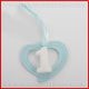 CUORI IN LEGNO CON GESSETTO NUMERO "1" IDEE COMPLEANNO BIMBO PRIMO CELESTE BOMBONIERE