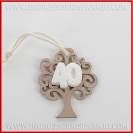 APPENDINI ALBERELLI CON NUMERO 40 PENSIERINI COMPLEANNO BOMBONIERE FAI DA TE OFFERTA