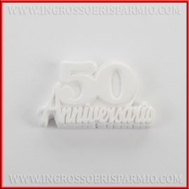 APPLICAZIONI IN GESSO SCRITTA 50 ANNIVERSARIO VENDITA PREZZI INGROSSO GESSETTO DECORATIVO NOZZE D'ORO