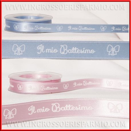 NASTRO DOPPIO RASO STAMPA PERSONALIZZATA "IL MIO BATTESIMO"