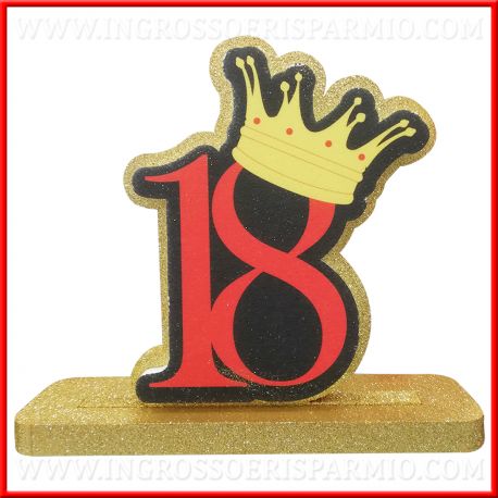 DECORAZIONI DICIOTTESIMO COMPLEANNO ORO E ROSSO NUMERO POLISTIROLO CORONA ADDOBBI TORTA