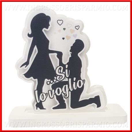 POLISTIROLO DECORATIVO STAMPATO COPPIA LUI E LEI NOZZE E PROMESSE SI LO VOGLIO ADDOBBI