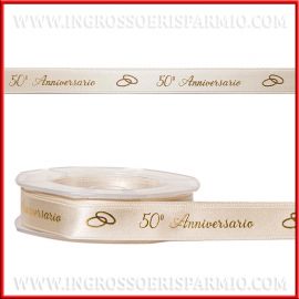 NASTRINO RASO STAMPATO PER NOZZE D'ORO DECORAZIONI FAI DA TE ANNIVERSARIO 50 ANNI MATRIMONIO ALTA QUALITA ONLINE FURLANIS