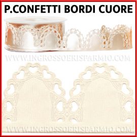 NASTRO PER FIORE PORTACONFETTI RASO AVORIO TRAFORI A CUORE IDEE ORIGINALI CONFETTATE MATRIMONIO NOZZE COMUNIONE 2020 FURLANIS