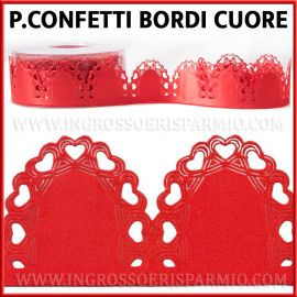 NASTRO PETALI PORTACONFETTI MARGHERITA IN RASO ROSSO E CUORI LOVE CONFETTATE MATRIMONIO LAUREA ORIGINALI FURLANIS WEDDING