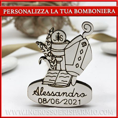 LEGNETTI PERSONALIZZATI CRESIMA E COMUNIONE INSIEME + INCISIONE BOMBONIERE FAI DA TE