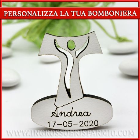 TAU / CROCE PERSONALIZZATA PER DECORAZIONI SACRE IN LEGNO COMUNIONE CRESIMA BATTESIMO