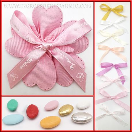 MARGHERITA PORTACONFETTI ROSA CON FIOCCO PERSONALIZZATO PETALI PORTACONFETTI NASCITA BATTESIMO PRIMO COMPLEANNO NOVITA 2020