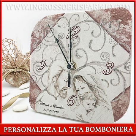 OROLOGI SACRA FAMIGLIA ECOPELLE MODERNI PER BOMBONIERE SACRE ORIGINALI BATTESIMO