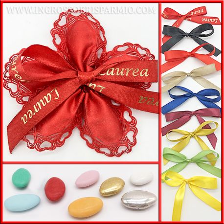 FIORE PORTACONFETTI ROSSO PERSONALIZZABILE CON FIOCCO IDEE ORIGINALI PENSIERINI