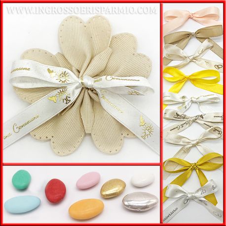 FIORE PORTACONFETTI CANETE' AVORIO + FIOCCO OFFERTA ONLINE IDEE ECONOMICHE MATRIMONIO