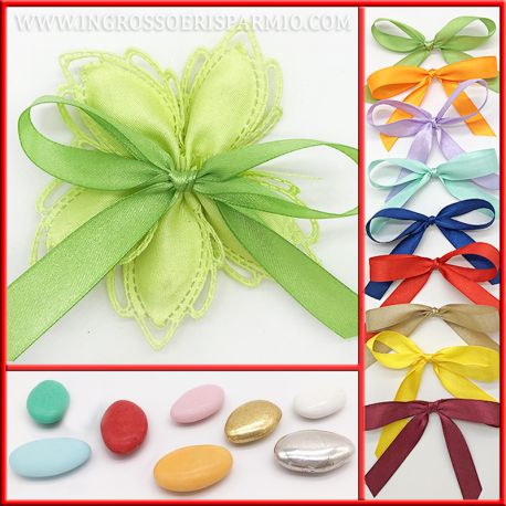 PORTACONFETTI A FIORE VERDE CHIARO 5 PETALI E NASTRO PREZZI CONFETTATA 18 ANNI COMPLEANNO