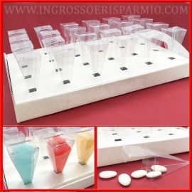 SET CESTO + 24 CONI PORTACONFETTI CARTONCINO E PVC FAI DA TE PORTARISO PREZZI BASSI ONLINE