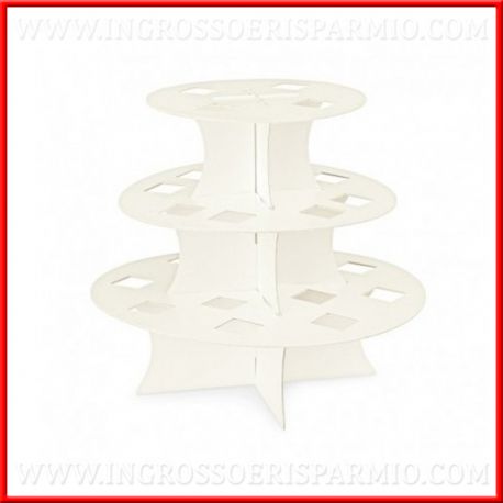 ALZATA PORTACONFETTI 3 PIANI CON 24 FORI PORTA CONI SCOTTON PORTA RISO IN CARTONCINO