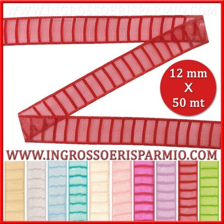 NASTRI PER BOMBONIERE ORGANZA A RIGHE MODELLO STAIRS 12MM FAI DA TE COLORATO