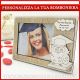 CORNICE LAUREA PORTAFOTO DA TAVOLO LEGNO CON GUFO E INCISIONE BOMBONIERE UTILI PERSONALIZZATE