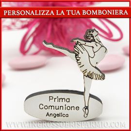 DECORAZIONI IN LEGNO PERSONALIZZABILI A TEMA BALLO / BALLERINA PER COMUNIONE COMPLEANNO BAMBINA BOMBONIERE