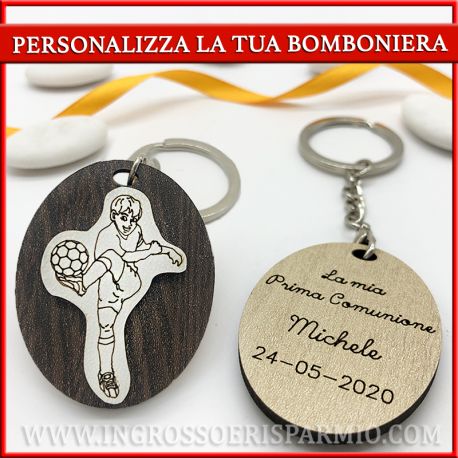 PORTACHIAVI CALCIATORI PERSONALIZZATI COMUNIONE MASCHIETTO BOMBONIERE COMPLEANNO