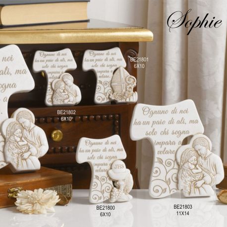 CROCI COMUNIONE, CRESIMA, SACRA FAMIGLIA DOLCICOSE CON FRASE BATTESIMO BOMBONIERE ORIGINALI LINEA SOPHIE