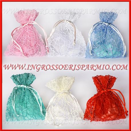 SACCHETTINI PORTACONFETTI CON RETE PER BOMBONIERE COMPLETI MODERNI ED ECONIMICI ON LINE