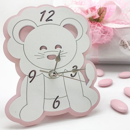 OROLOGI ANIMALETTI LEONE ORIGINALI BATTESIMO FEMMINUCCIA ROSA BOMBONIERE COMUNIONE UTILI