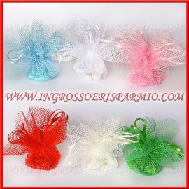 SACCHETTINI PORTACONFETTI CONFETTATA TONDA COMPLETA CON RETE BOMBONIERE MODERNE NOVITA' ON LINE