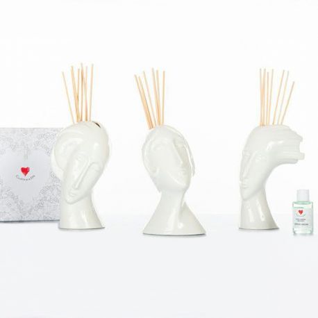 PROFUMATORI AMBIENTE BASTONCINI A FORMA DI VISO CUOREMATTO IN CERAMICA BOMBONIERE MODERNE E ORIGINALI