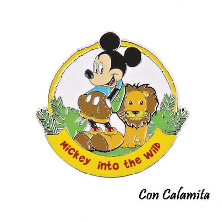CALAMITE DISNEY TOPOLINO CON LEONE COMPLEANNO BAMBINO METALLO BOMBONIERE ORIGINALI TEMA WILD PRIMO ANNO